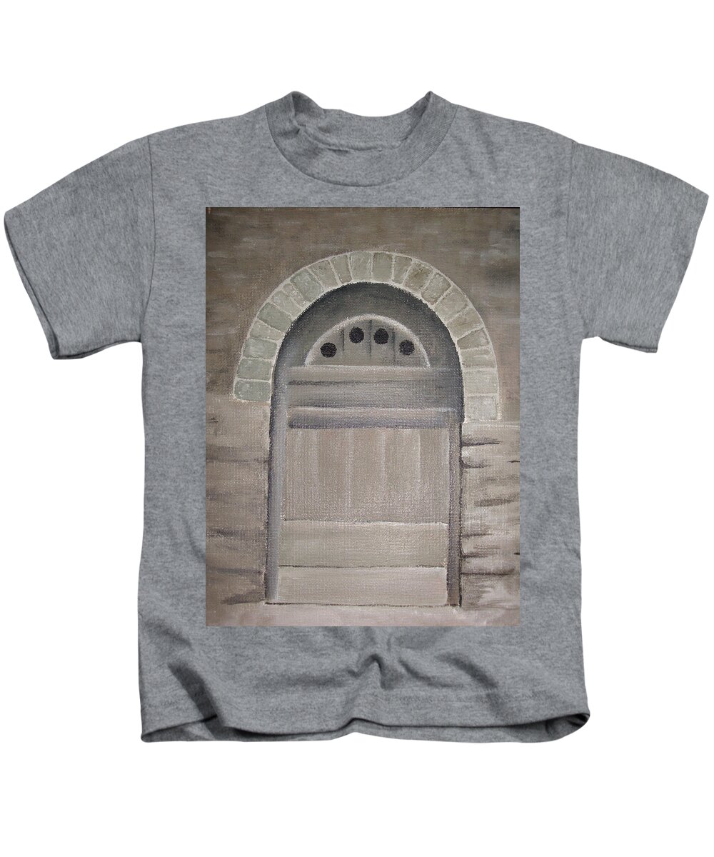 Ancient Kids T-Shirt featuring the painting Arched doorway by Kim Chernecky by Kim Chernecky