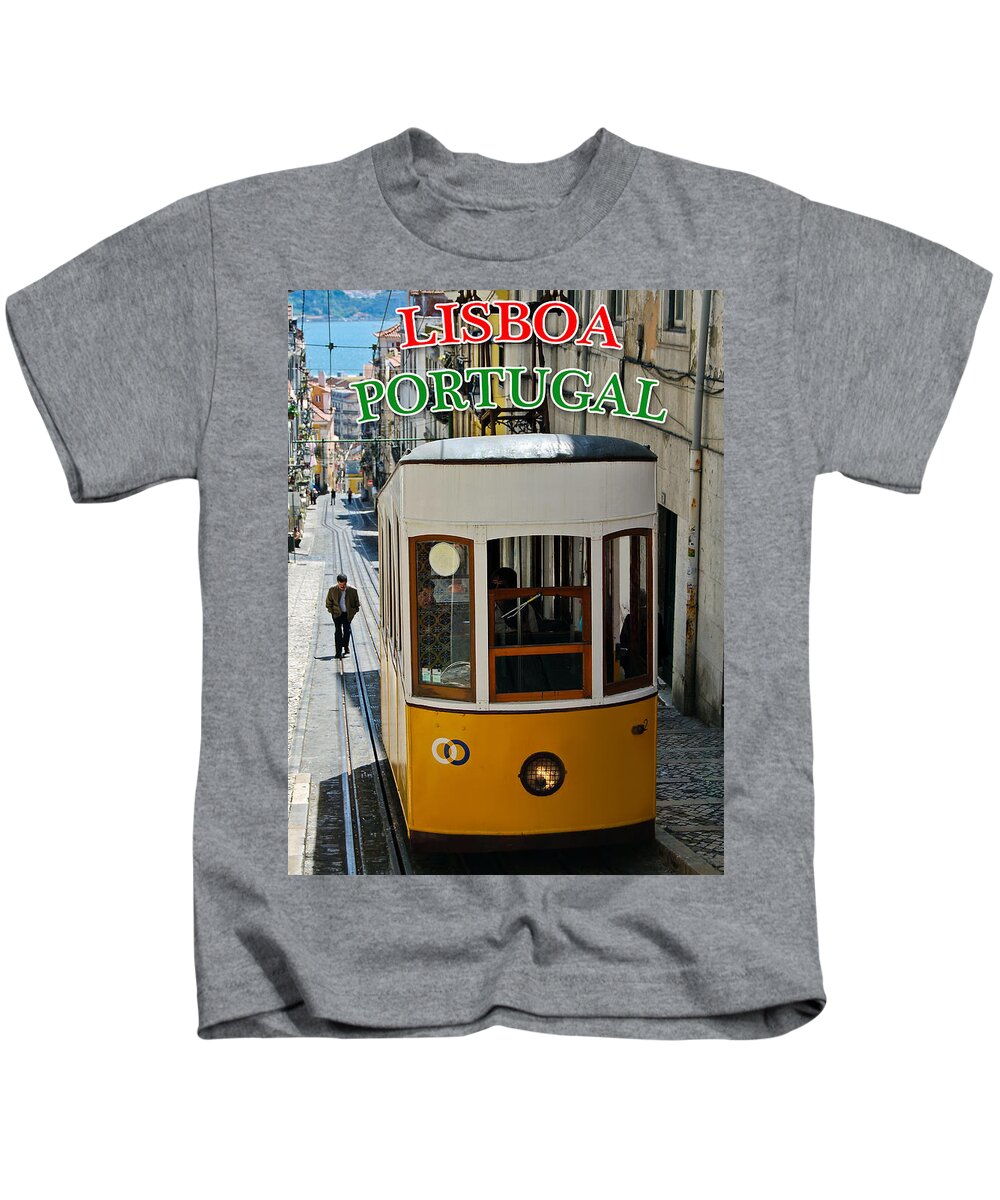 Street Car Kids T-Shirt featuring the photograph Lisbon - Portugal - Elevador da Bica by Carlos Alkmin
