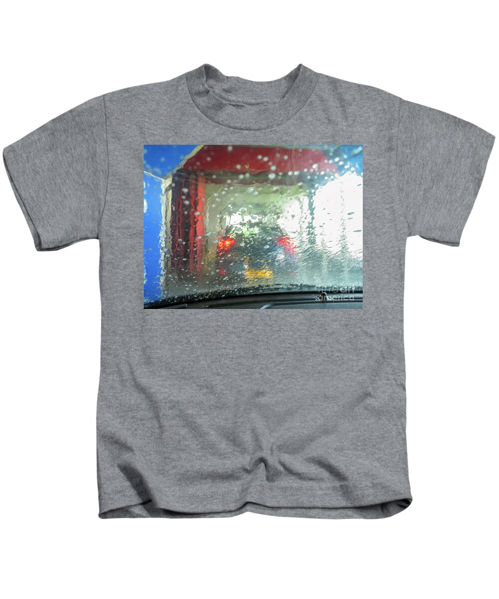 Car Kids T-Shirt featuring the photograph At the car wash by Patricia Hofmeester
