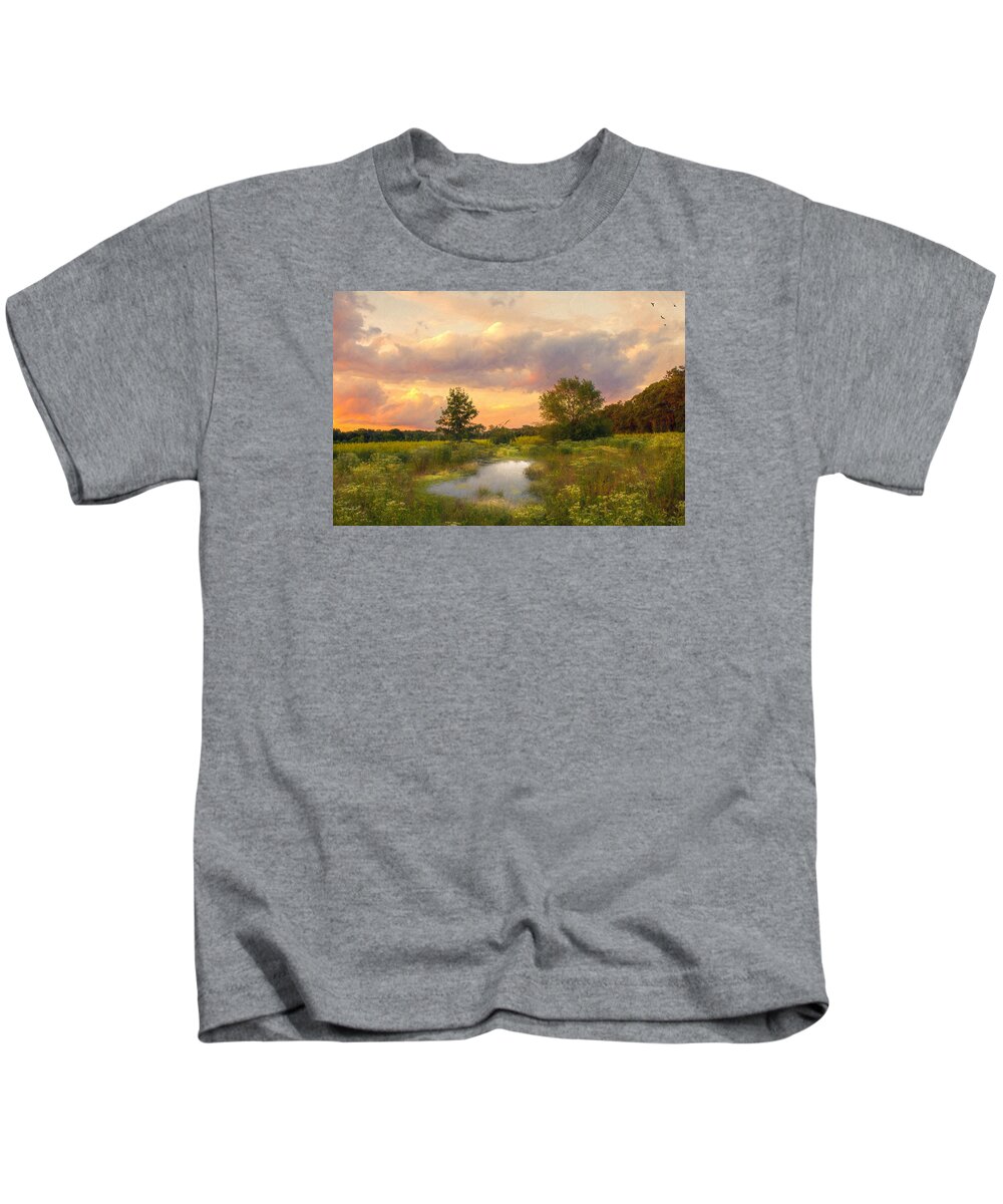 Landscape Kids T-Shirt featuring the photograph At the end of the day by John Rivera