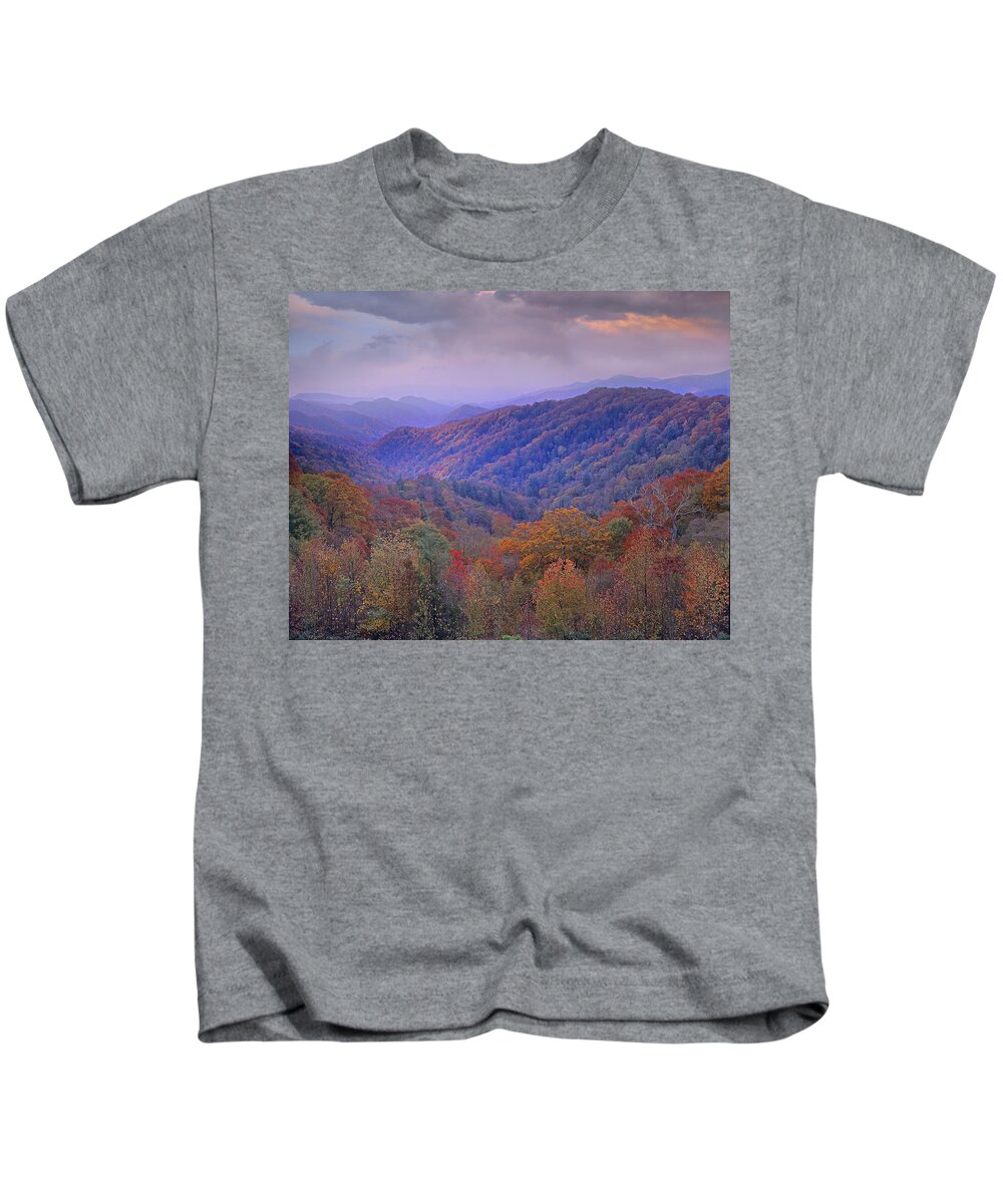 00175805 Kids T-Shirt featuring the photograph Autumn Deciduous Forest Great Smoky by Tim Fitzharris