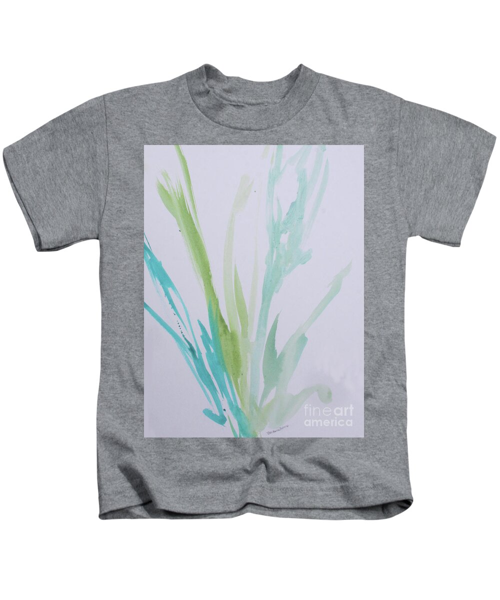 Azul Verdoso Kids T-Shirt featuring the painting Azul Verdoso Bamboo Rain by Robin Pedrero