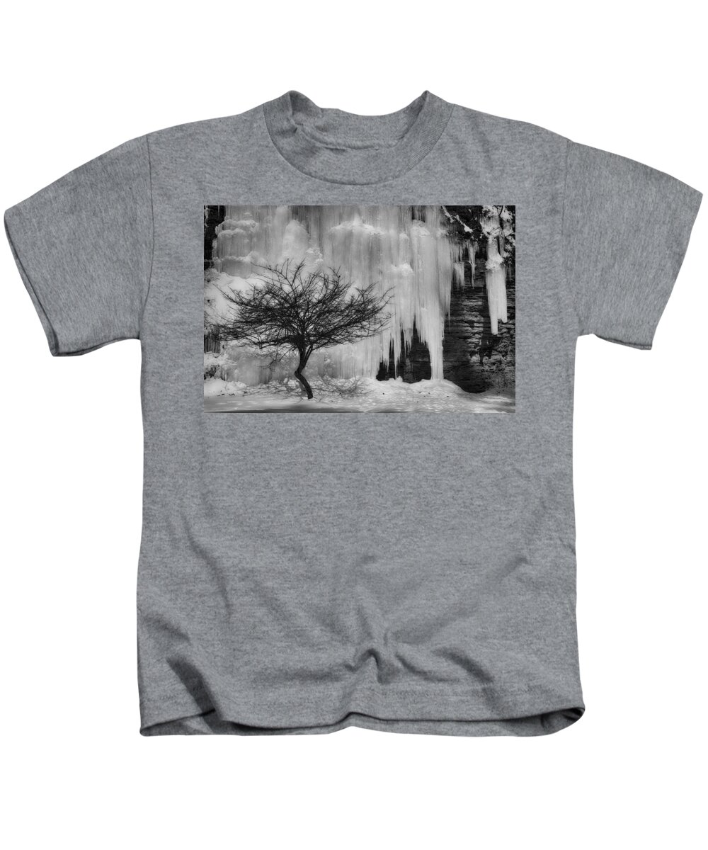 Snow Kids T-Shirt featuring the photograph Backdrop - Black and White by Amanda Jones