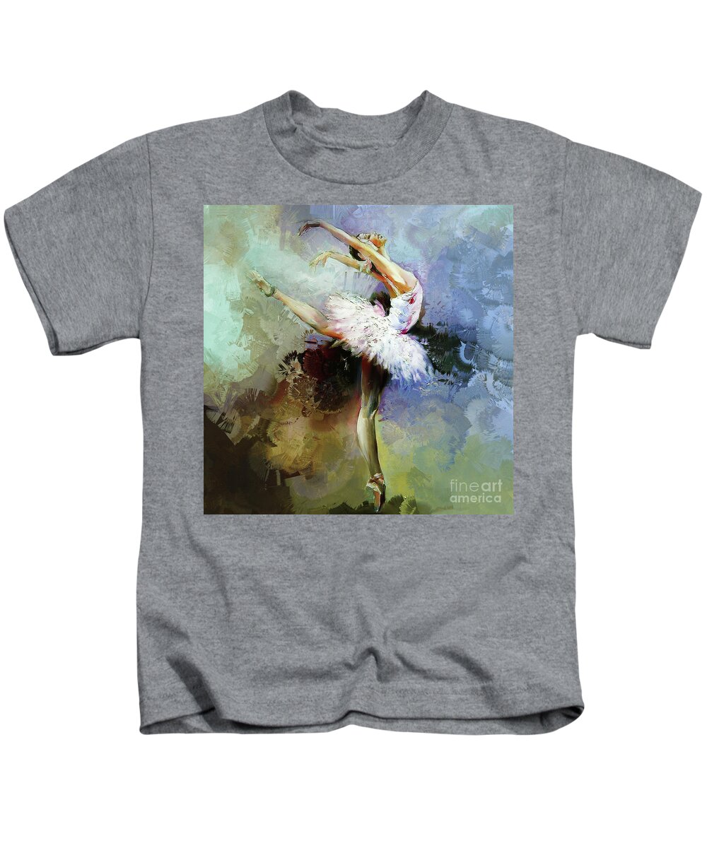 Swan Lake Kids T-Shirt featuring the painting Ballerina 04901 by Gull G