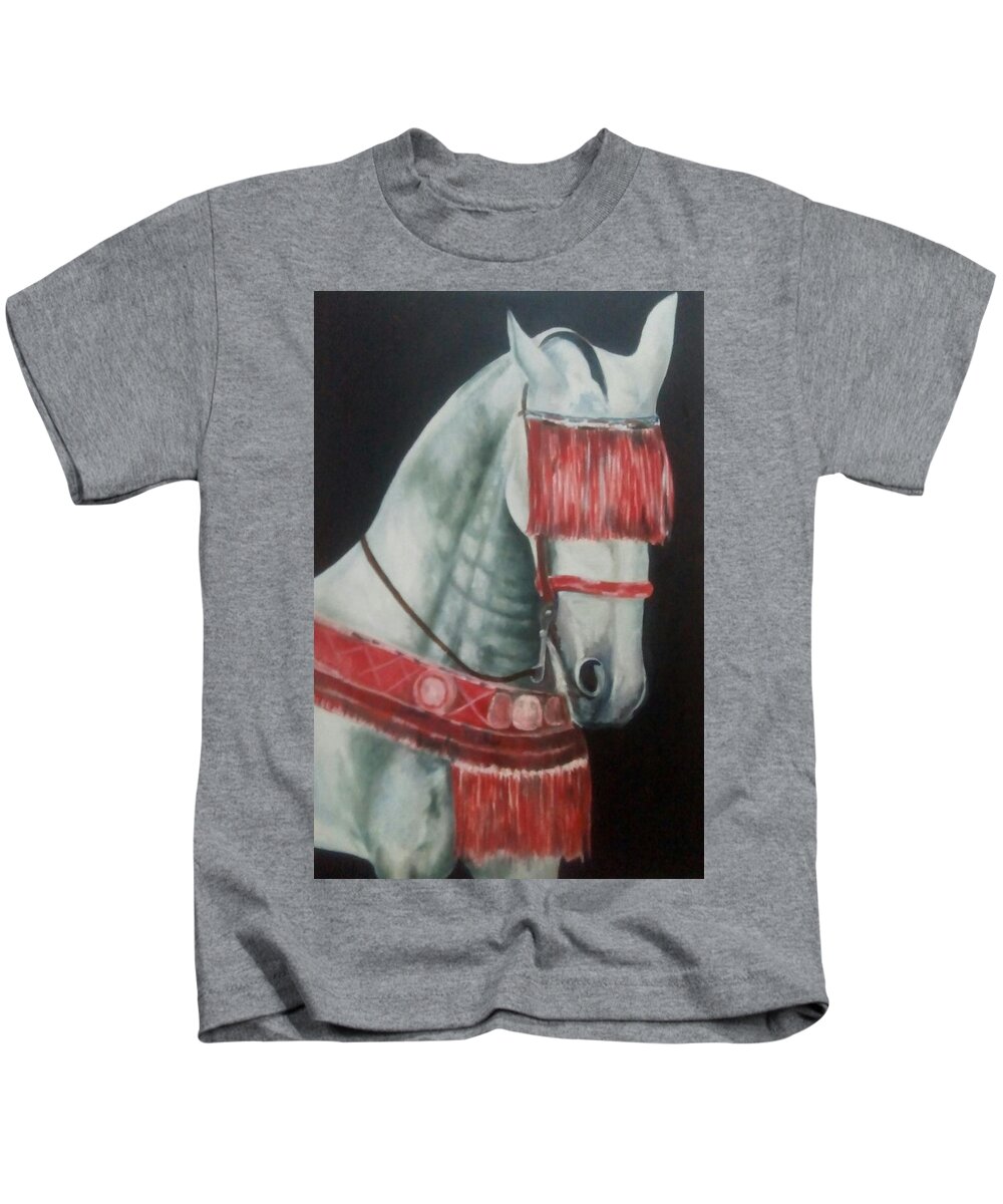 Caballos Kids T-Shirt featuring the painting Bandolero by Carlos Jose Barbieri