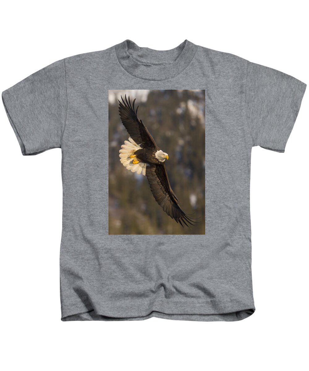 Alaska Kids T-Shirt featuring the photograph Banking Bald Eagle by D Robert Franz