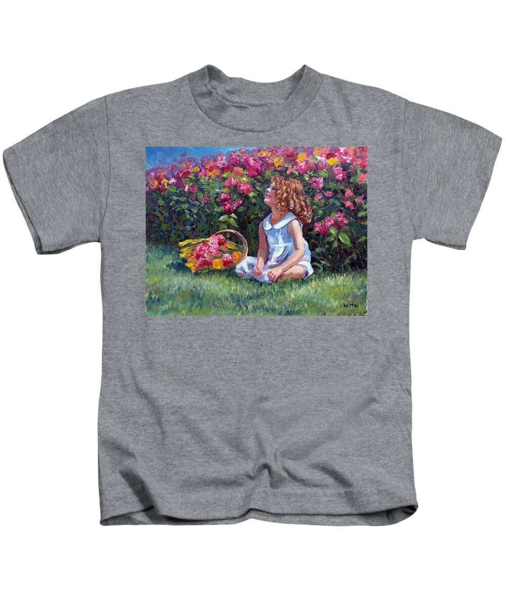 Children Kids T-Shirt featuring the painting Basking in the Sunlight by Marie Witte