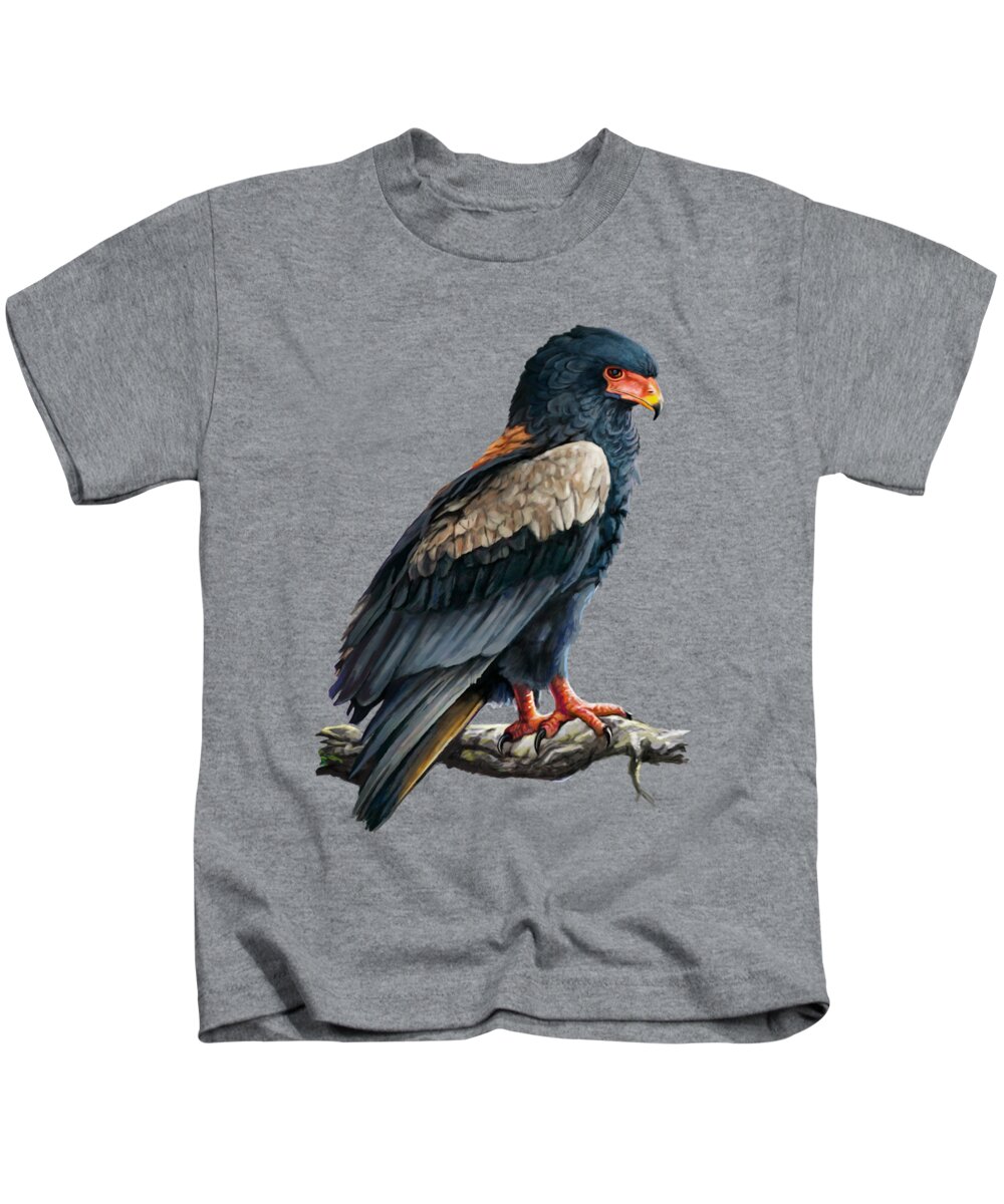 Feathers Kids T-Shirt featuring the painting Bateleur Eagle by Anthony Mwangi