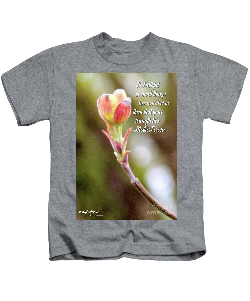 Mixmedia Kids T-Shirt featuring the mixed media Be Faithful By Mother Teresa by MaryLee Parker