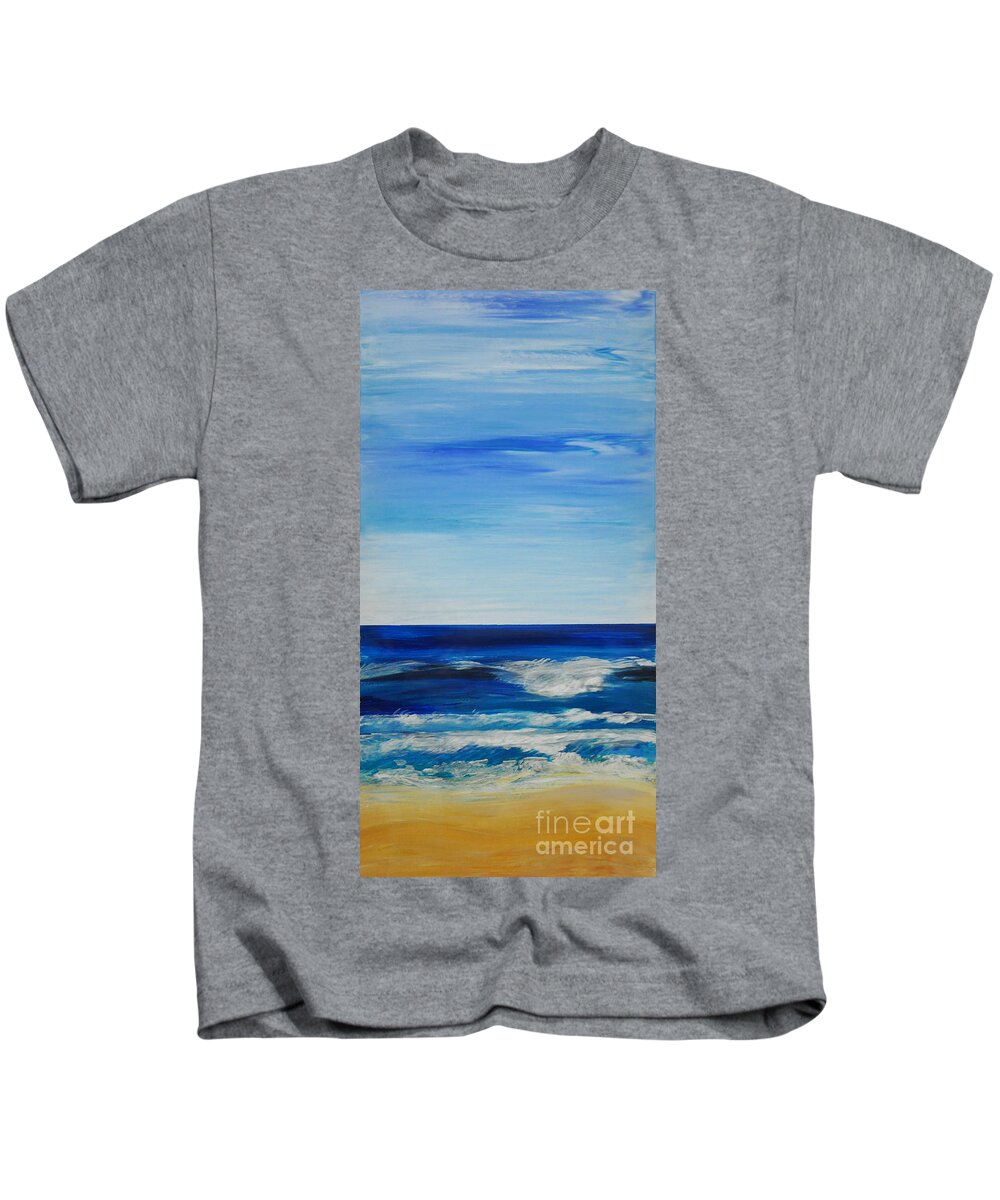 Beach Kids T-Shirt featuring the painting Beach Ocean Sky by Shelley Myers
