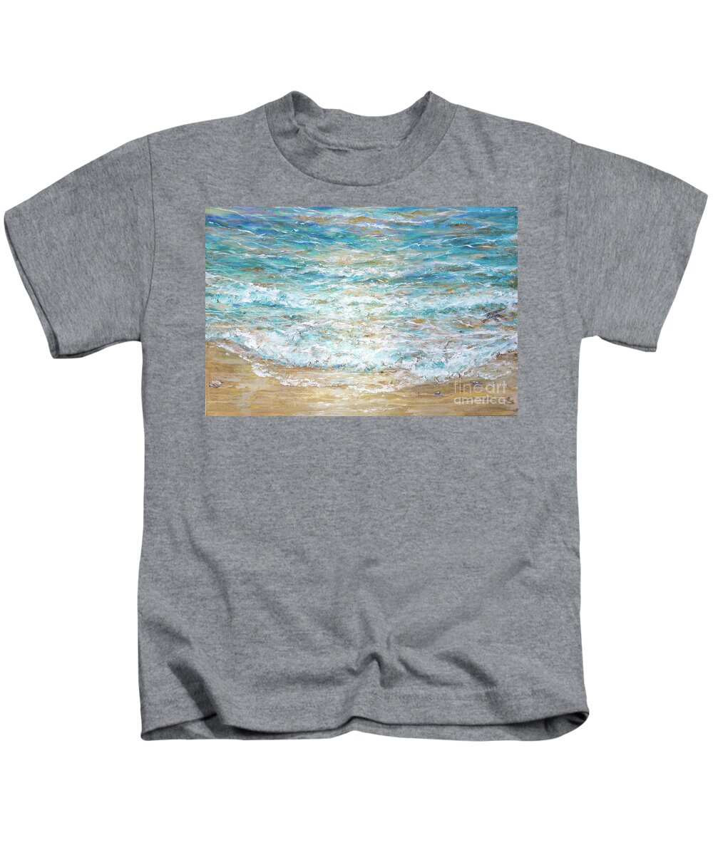 Water Kids T-Shirt featuring the painting Beach Tide by Linda Olsen