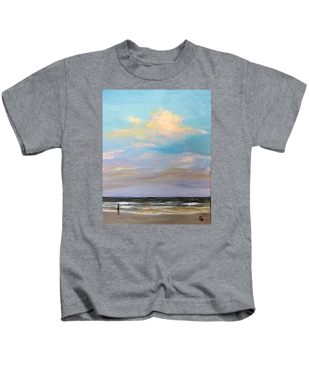 Seascape Kids T-Shirt featuring the painting Beachcomber -5PM-1 by Gretchen Ten Eyck Hunt