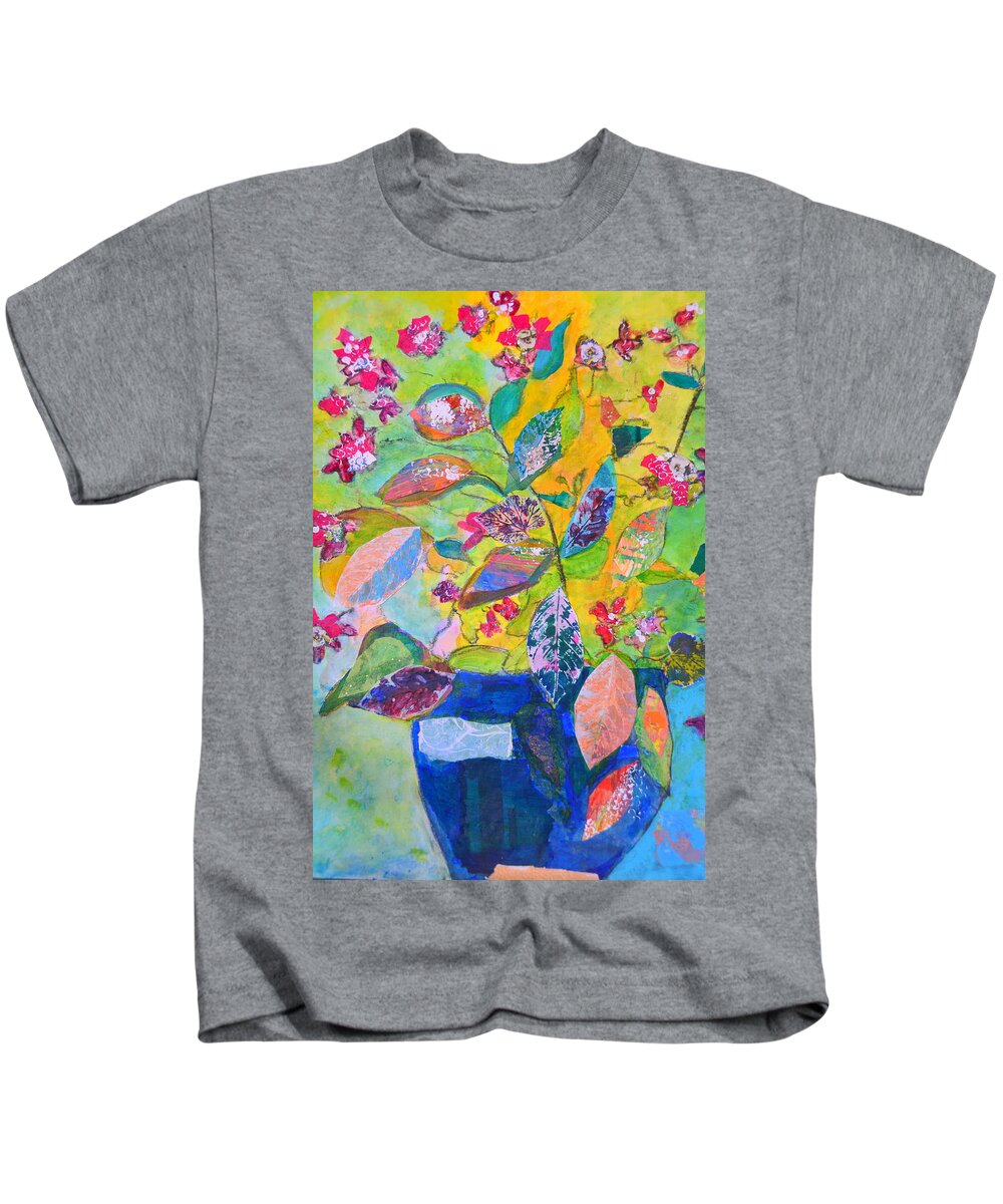 Begonias Kids T-Shirt featuring the mixed media Begonias by Julia Malakoff