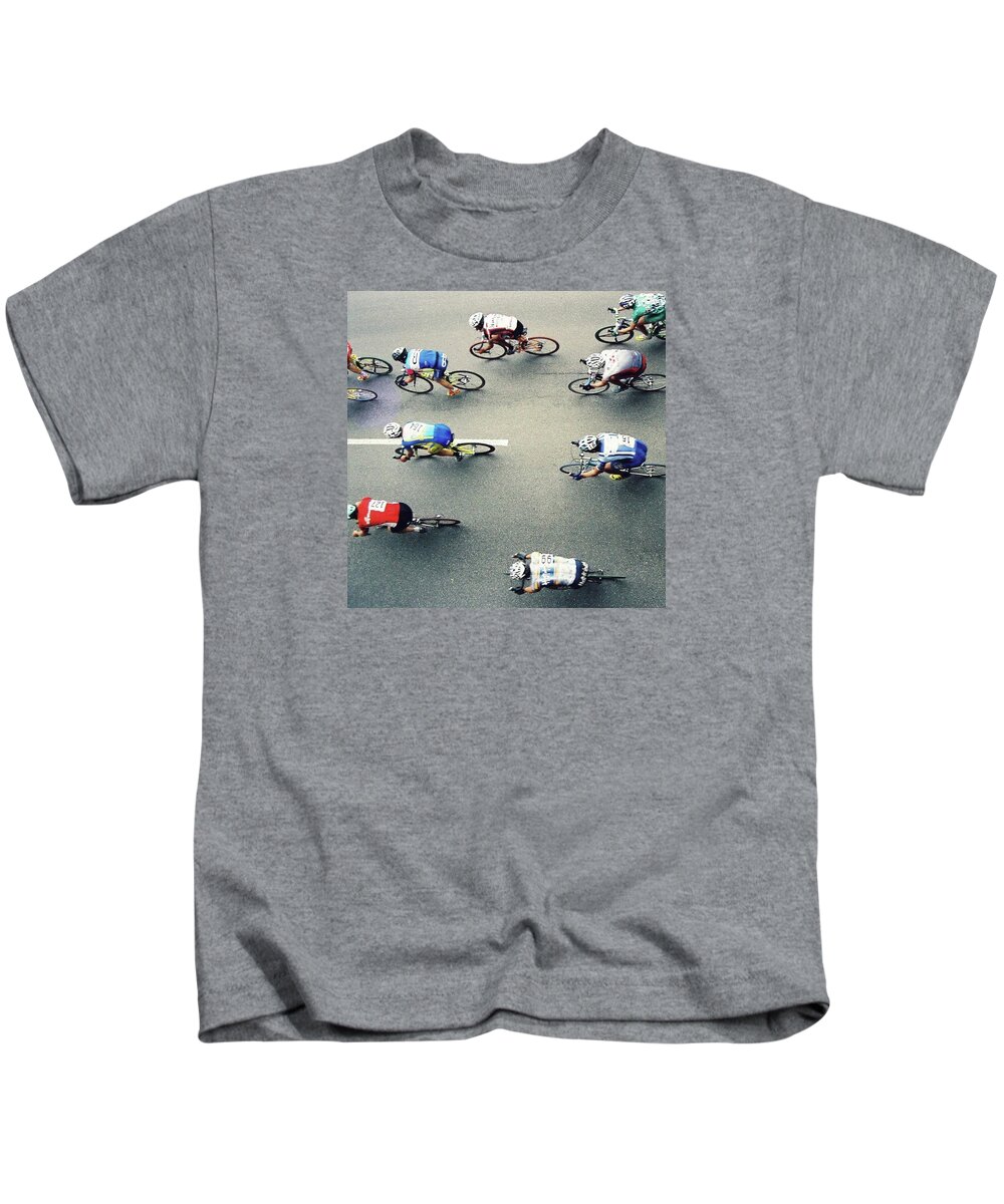 Bicycle Race Kids T-Shirt featuring the photograph Bicycle Race by FD Graham
