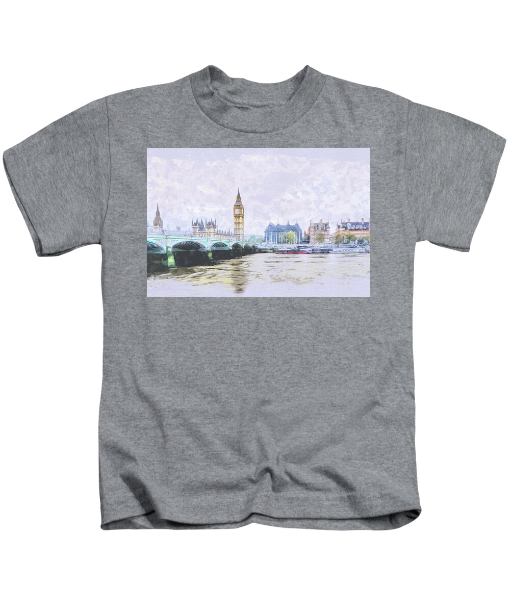 London Kids T-Shirt featuring the photograph Big Ben and Westminster Bridge London England by Anthony Murphy