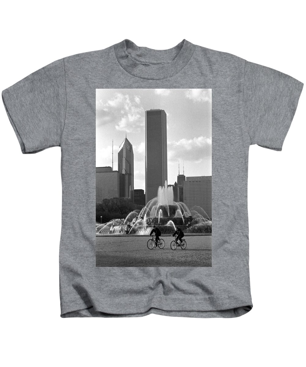 Black/white Kids T-Shirt featuring the photograph Bikers by Carol Neal-Chicago