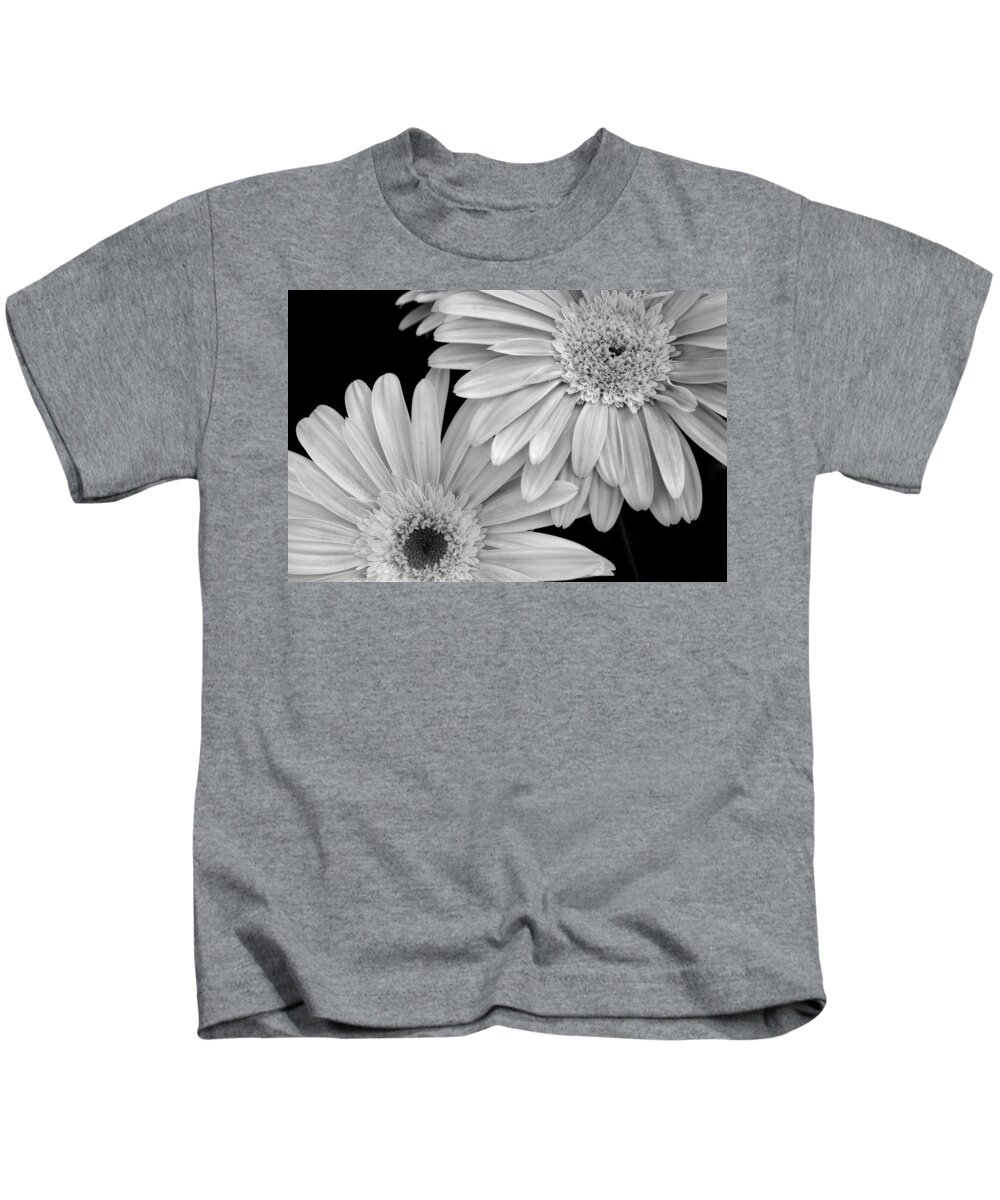 Flower Kids T-Shirt featuring the photograph Black and White Gerbera Daisies 1 by Amy Fose
