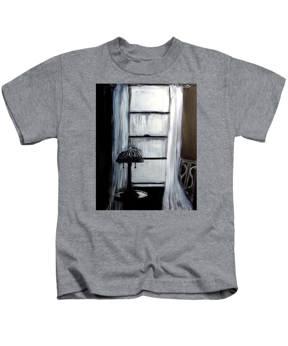 Black And White Kids T-Shirt featuring the painting Black and White Room Scene by Katy Hawk