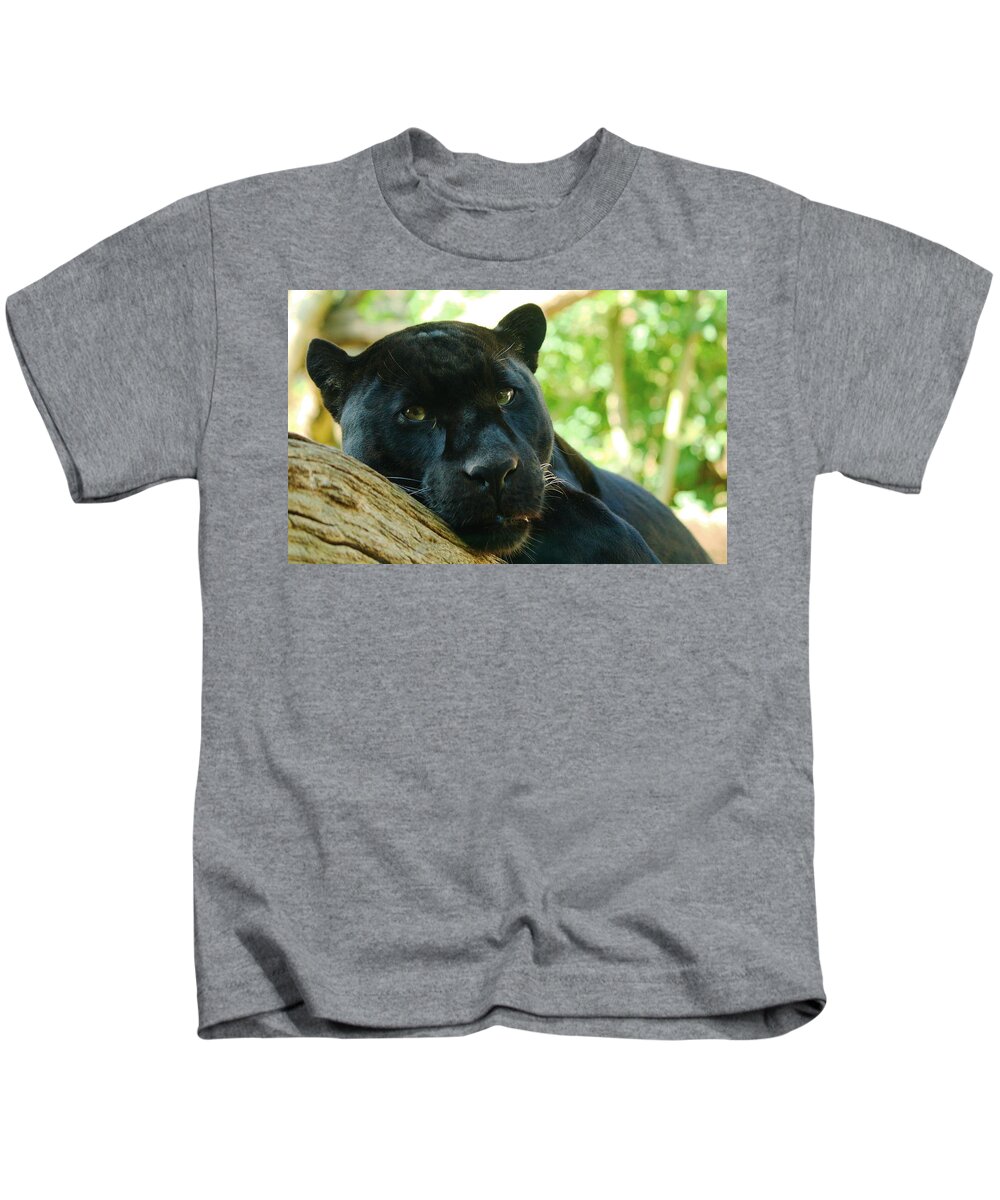 Black Panther Kids T-Shirt featuring the photograph Black Panther by Mariel Mcmeeking