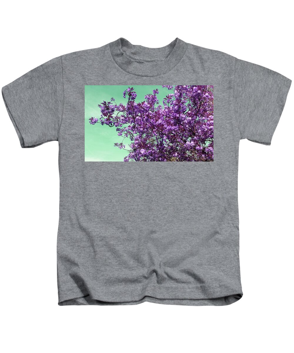Fantasy Kids T-Shirt featuring the photograph Blossom O'clock In Violet by Rowena Tutty