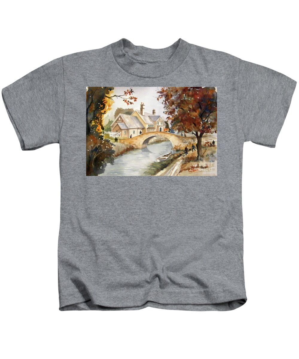15x22 Painting Kids T-Shirt featuring the painting Blue Anchor Tavern by Gerald Miraldi
