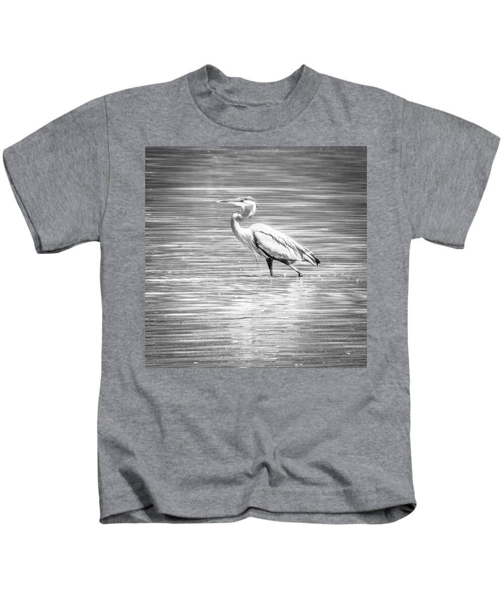 2015 Kids T-Shirt featuring the photograph Blue Heron Strut by Wade Brooks