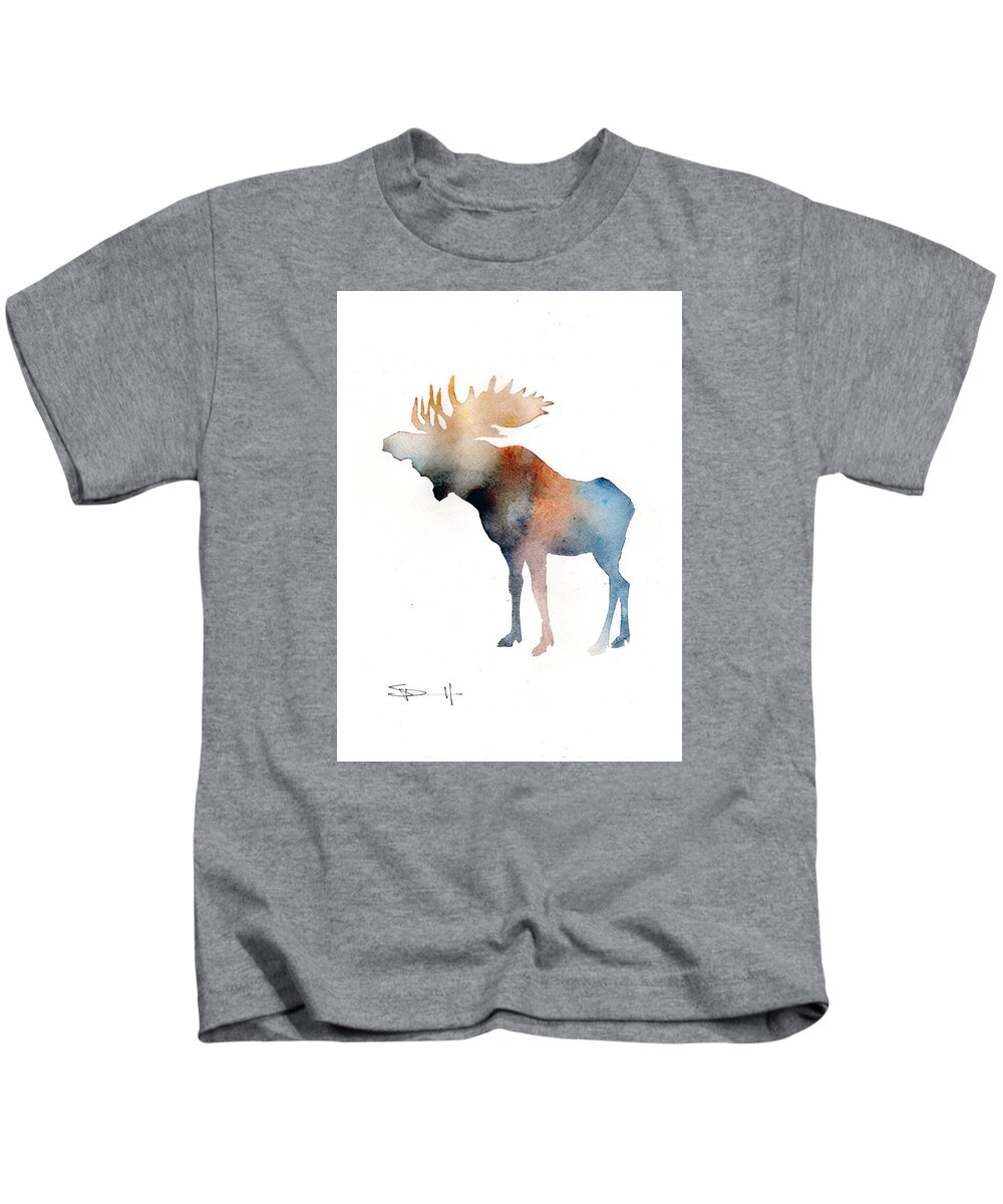 Moose Kids T-Shirt featuring the painting Blue Moose by Sean Parnell