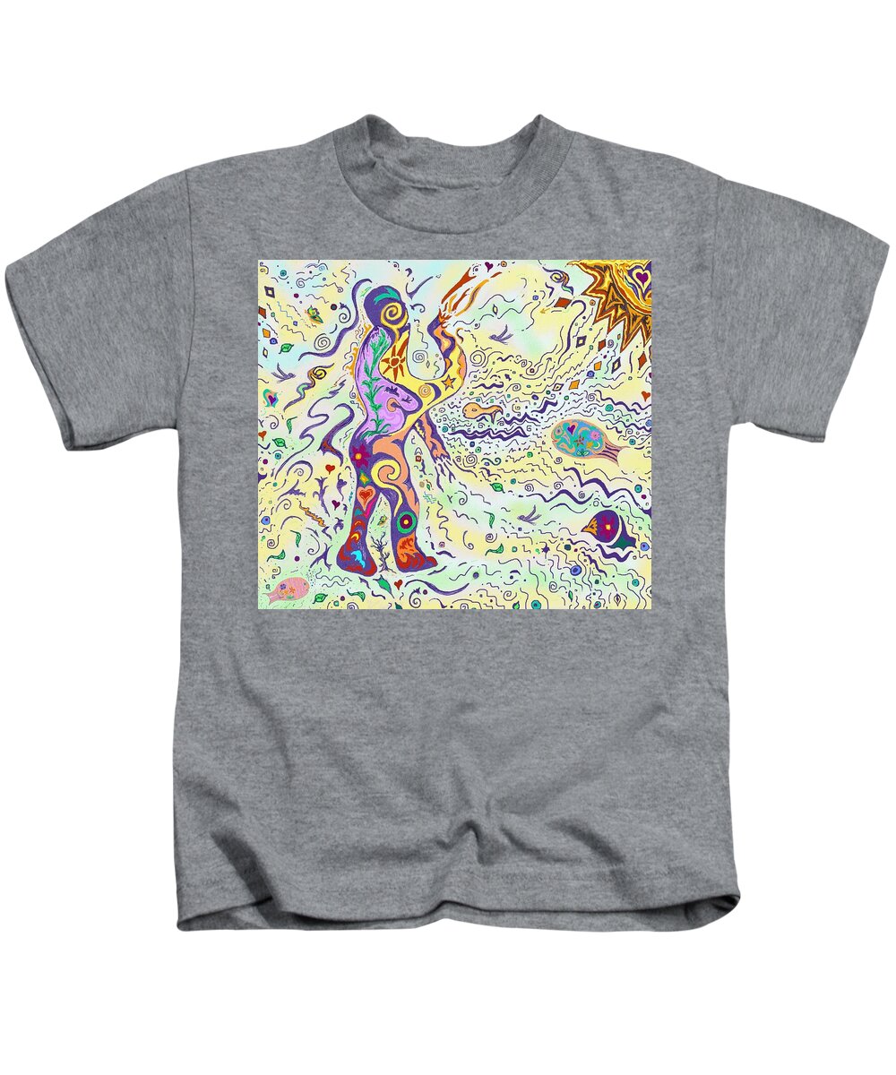 Person Kids T-Shirt featuring the drawing Bodies in Natural Flow by Julia Woodman