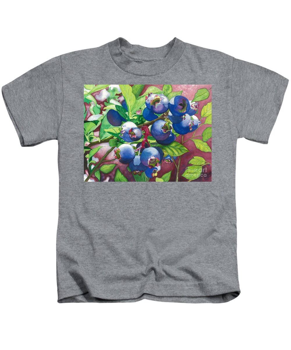 Blueberries Kids T-Shirt featuring the painting Bold and Blue by Barbara Jewell