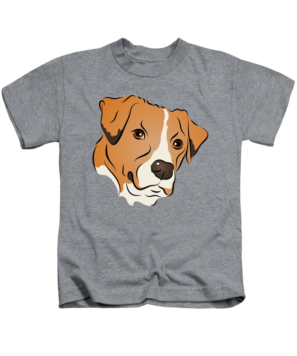 Graphic Dog Kids T-Shirt featuring the digital art Boxer Mix Dog Graphic Portrait by MM Anderson