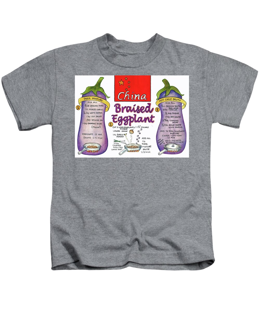 Eggplant Kids T-Shirt featuring the painting Braised Eggplant by Diane Fujimoto