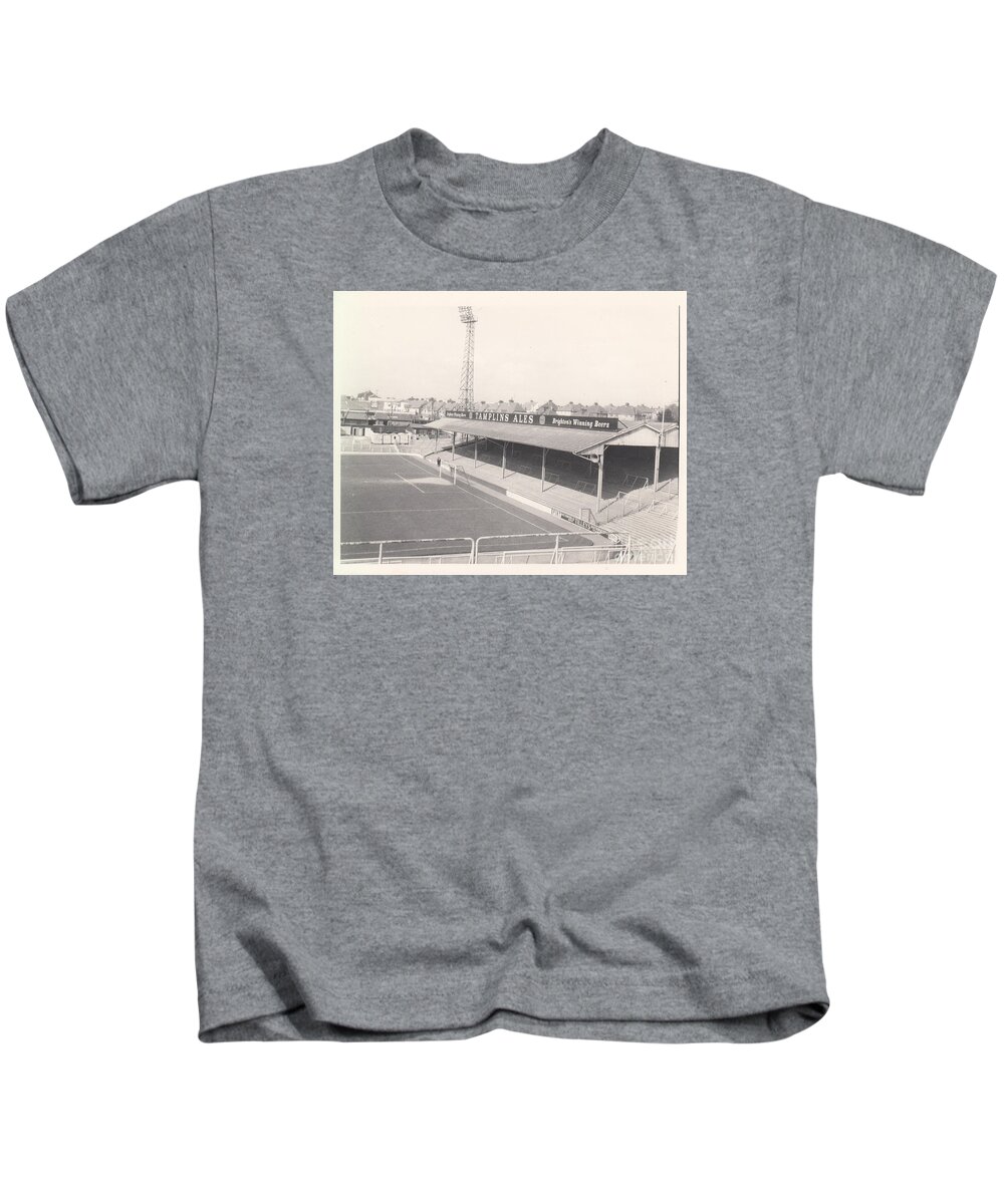  Kids T-Shirt featuring the photograph Brighton - Goldstone Ground - North Stand - 1960s by Legendary Football Grounds