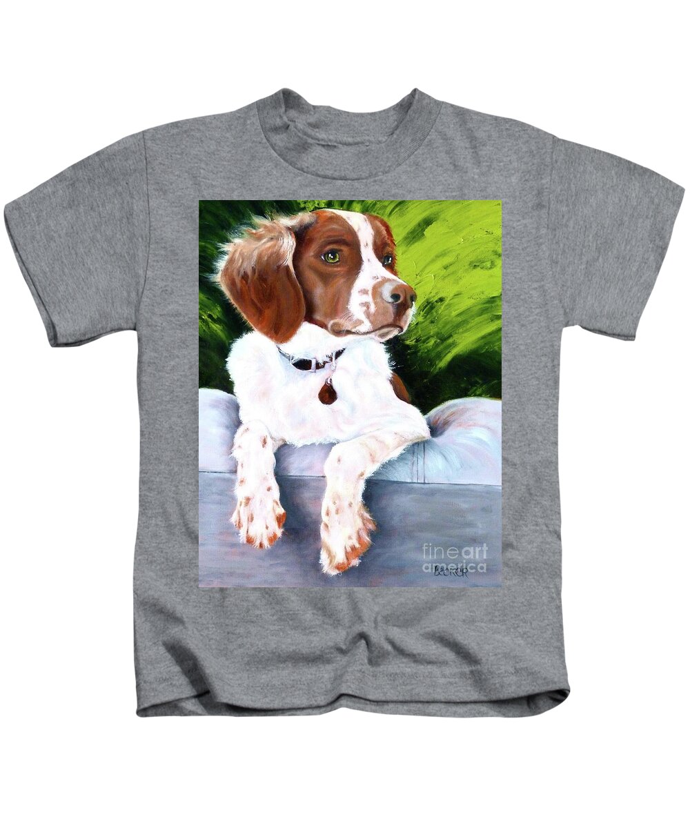 Spaniel Kids T-Shirt featuring the painting Brittany Spaniel by Susan A Becker