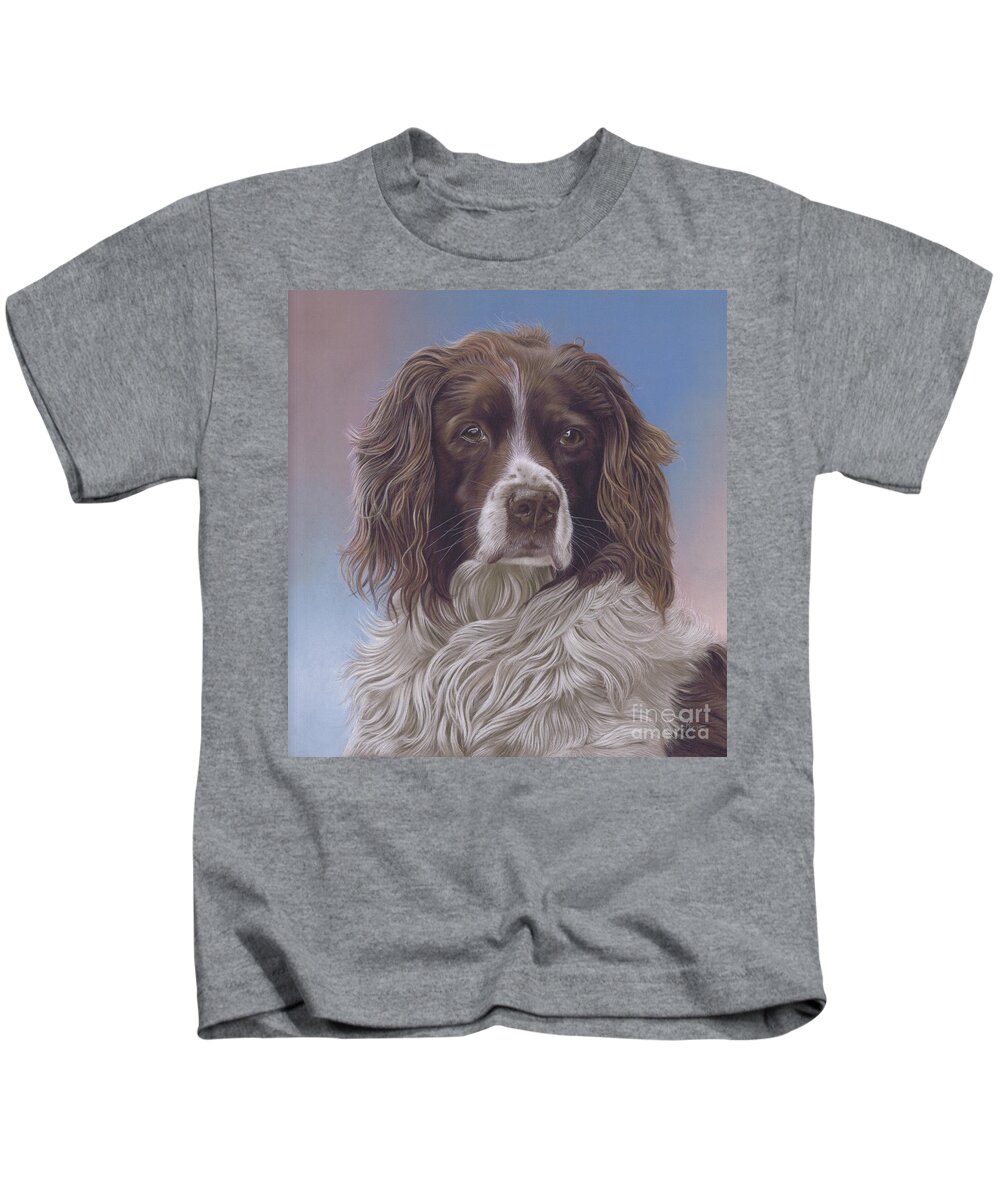 Springer Spaniel Kids T-Shirt featuring the painting Brodie by Karie-ann Cooper