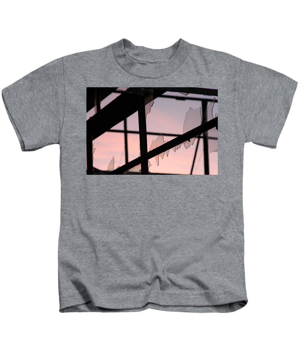 Broken Glass Kids T-Shirt featuring the photograph Broken Windows by DArcy Evans