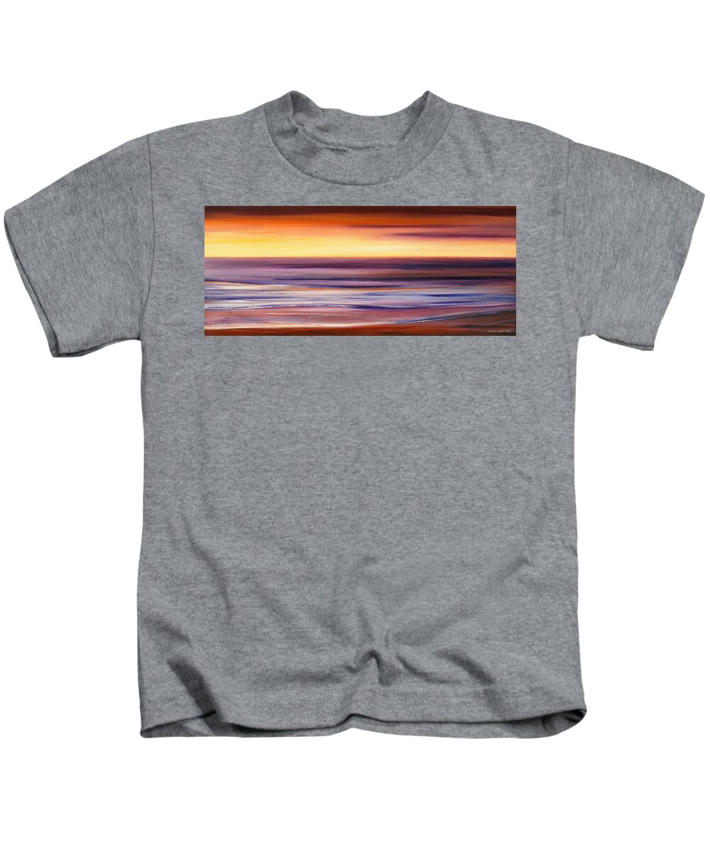 Sunset Paintings Kids T-Shirt featuring the painting Brushed 2 by Gina De Gorna