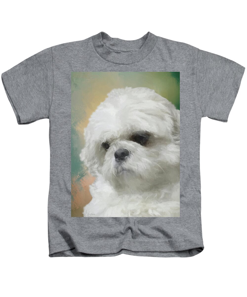 Pet Kids T-Shirt featuring the painting Bubba May 2016-0477-painted by Ericamaxine Price