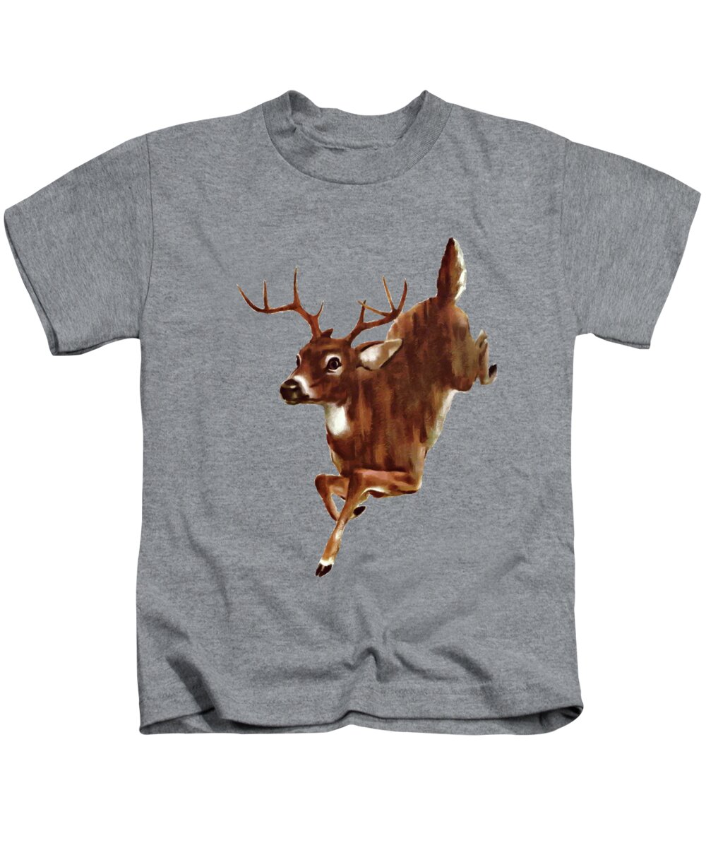 Buck Kids T-Shirt featuring the mixed media Buck On The Run by Movie Poster Prints