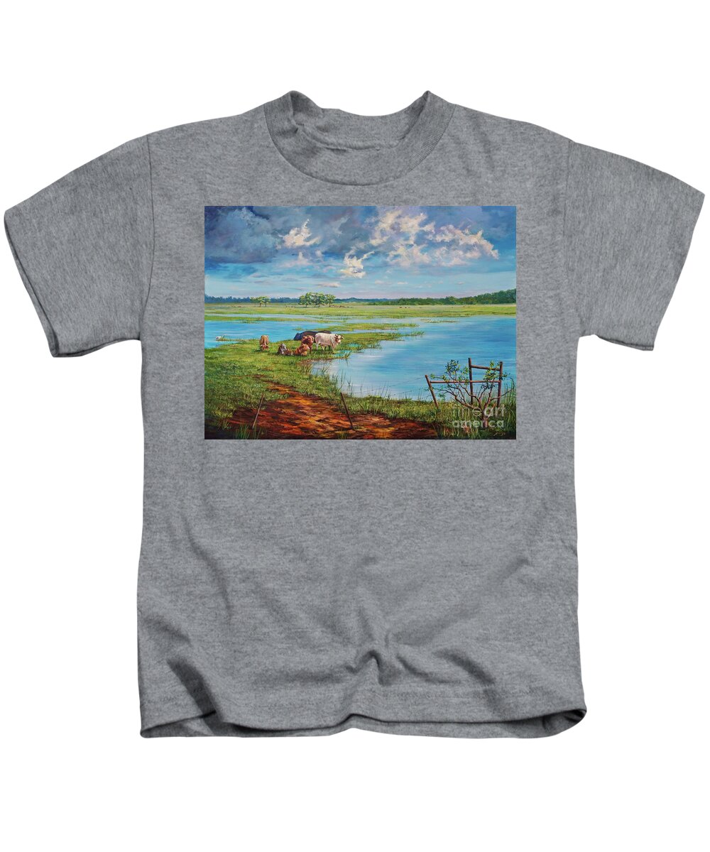Bunny Rabbit Kids T-Shirt featuring the painting Bucolic St. John's by AnnaJo Vahle