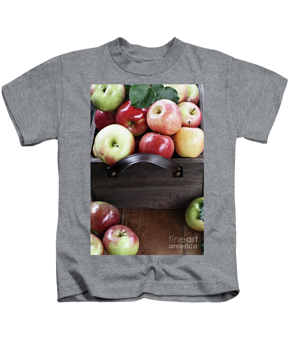 Apple Kids T-Shirt featuring the photograph Bushel of Apples by Stephanie Frey