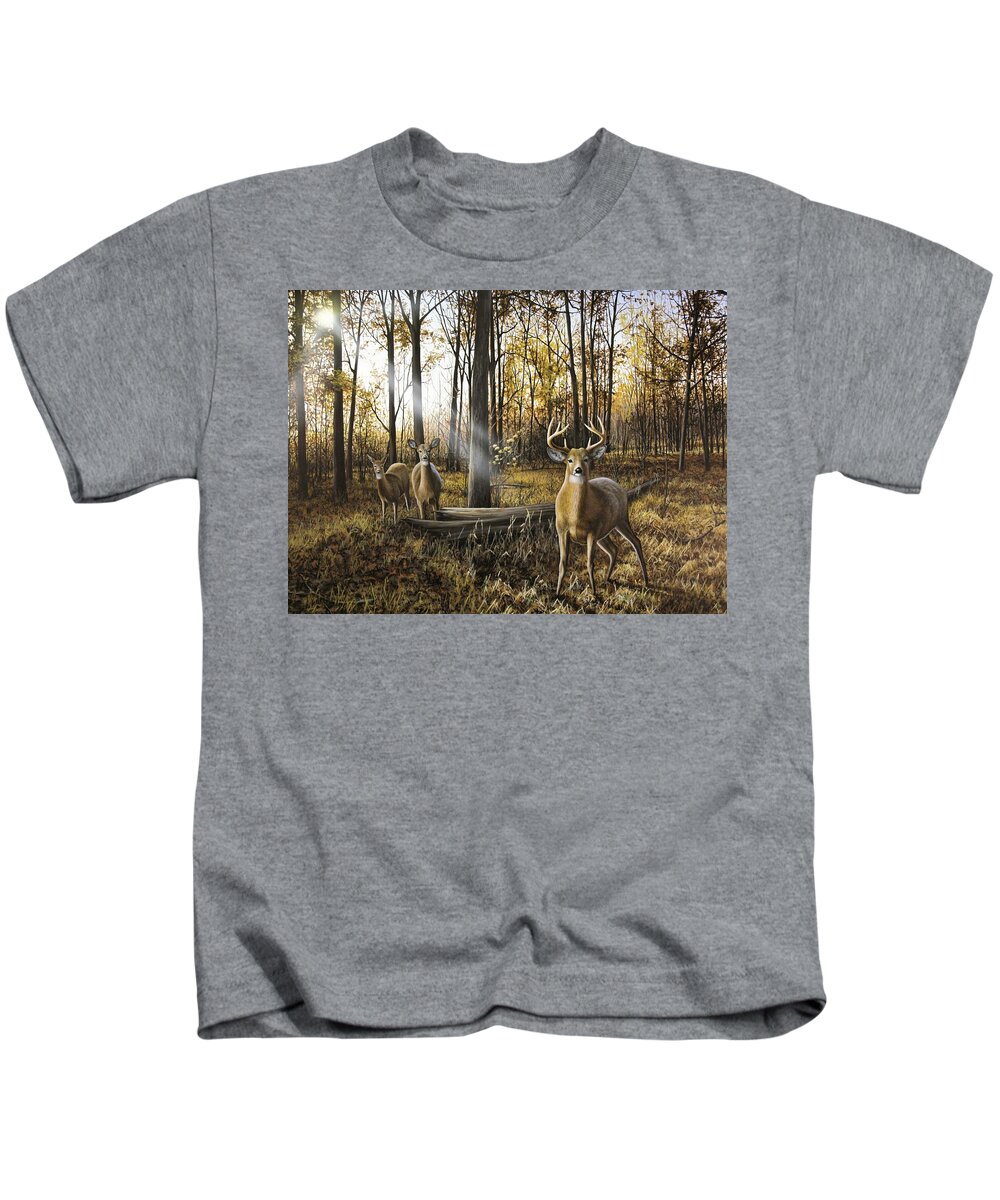 Deer Kids T-Shirt featuring the painting Busted by Anthony J Padgett