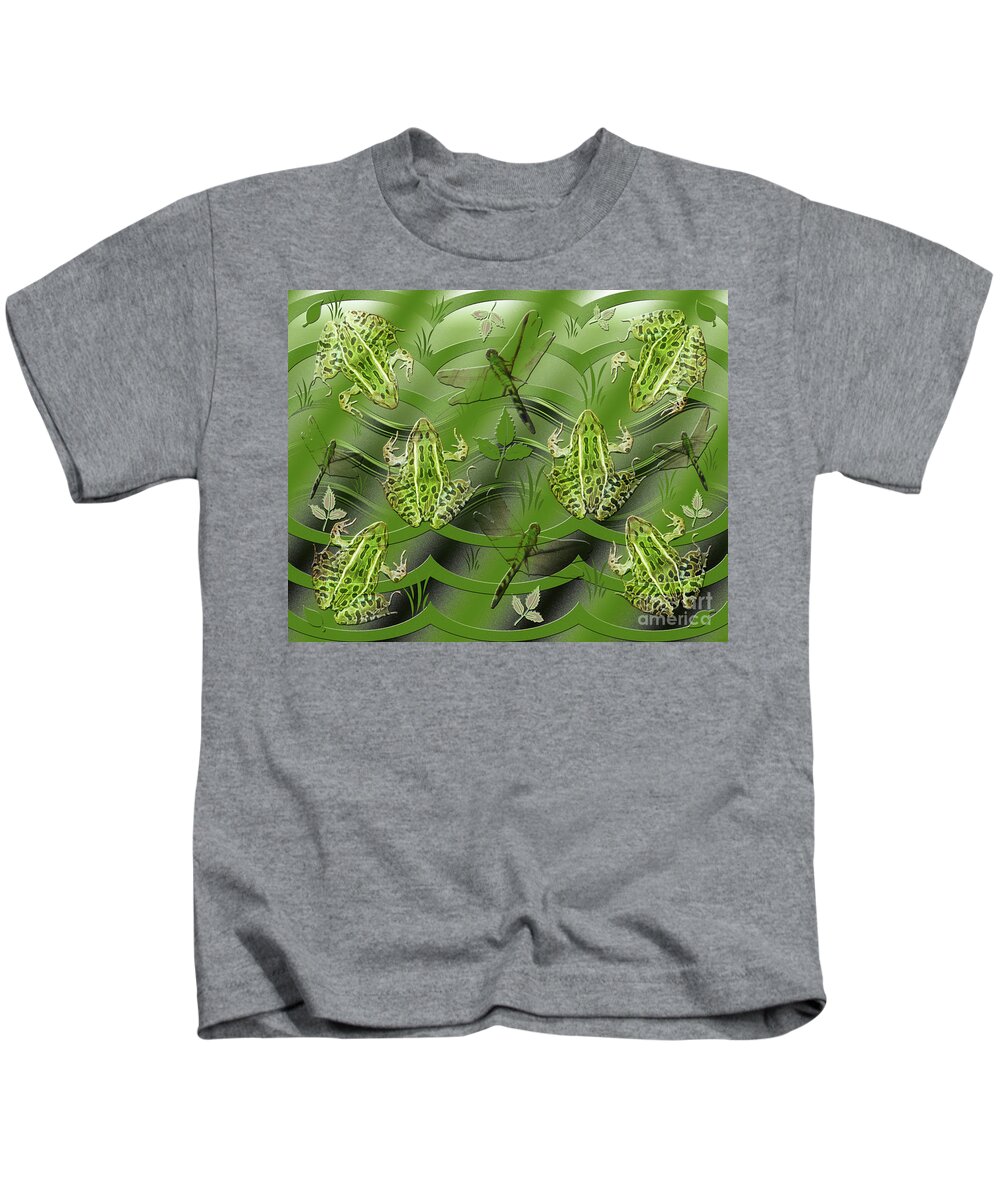 Camo Kids T-Shirt featuring the photograph Camo Frog Dragonfly by Rockin Docks Deluxephotos