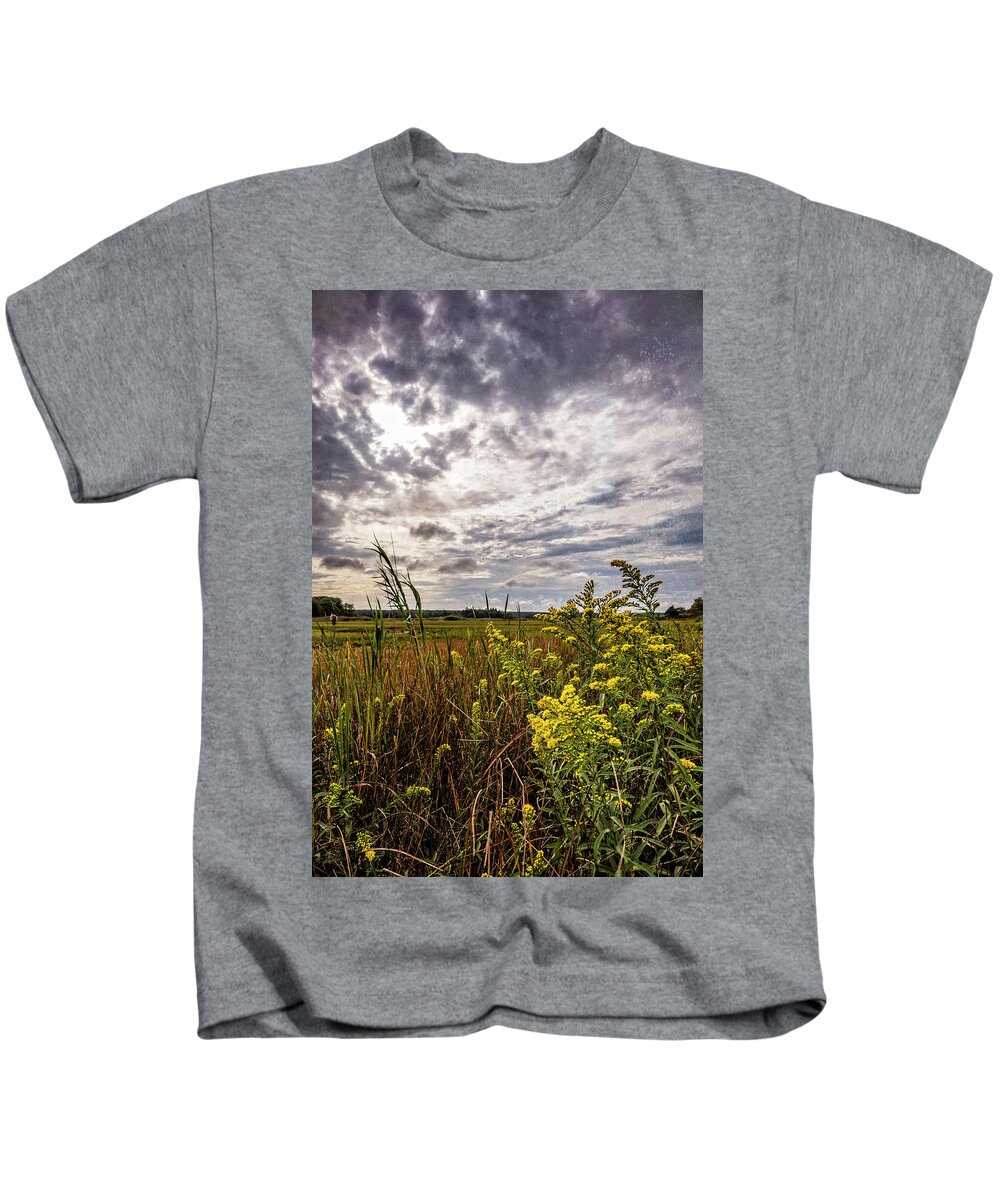 Clouds Kids T-Shirt featuring the photograph Cape Cod Marsh 4 by Frank Winters