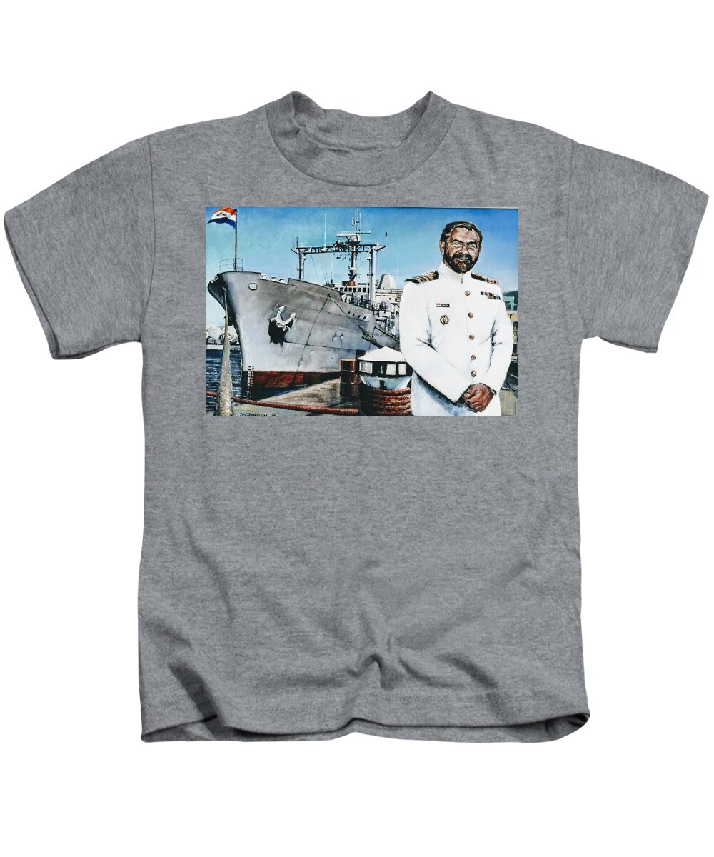 Sas Tafelberg Kids T-Shirt featuring the painting Capt Eric Green by Tim Johnson