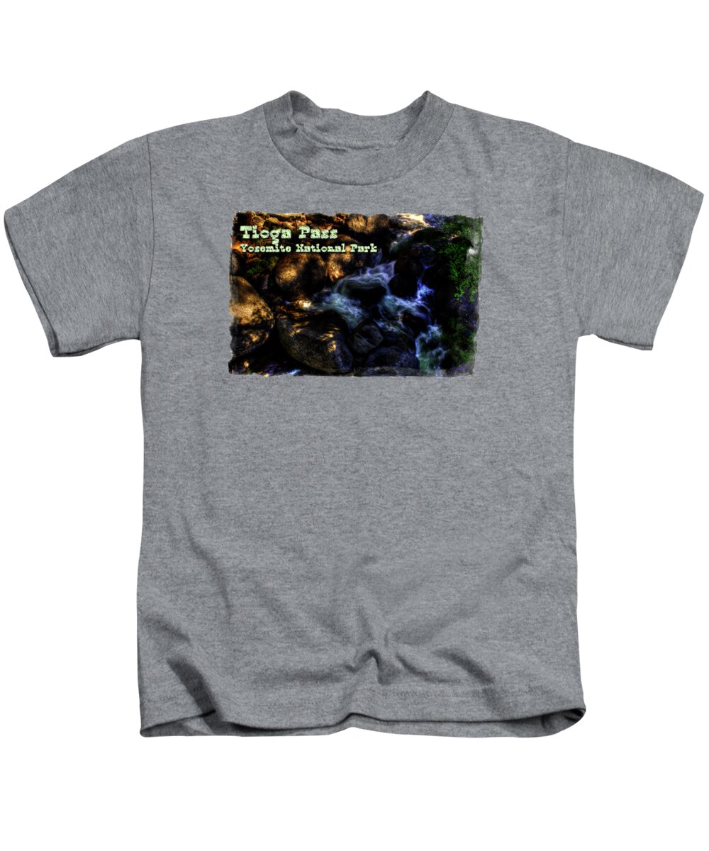 California Kids T-Shirt featuring the photograph Cascade along the Tioga Pass Yosemite by Roger Passman