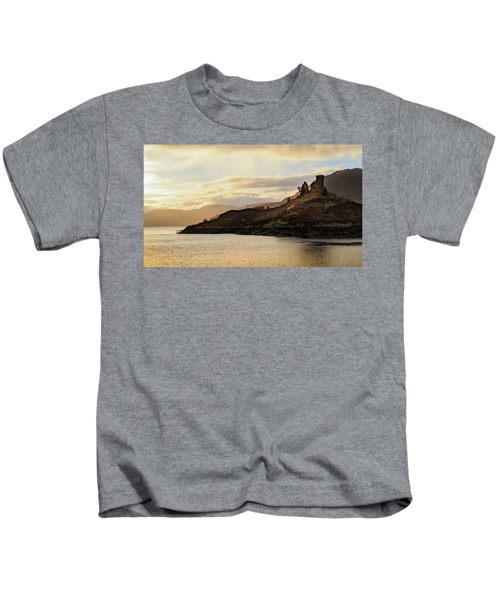 Castle Moil Kids T-Shirt featuring the photograph Castle Moil Sunrise by Holly Ross