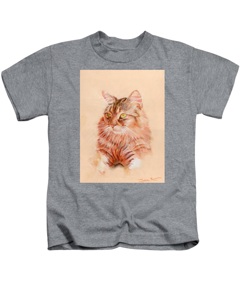  Kids T-Shirt featuring the painting Warming in the Sun by John Neeve