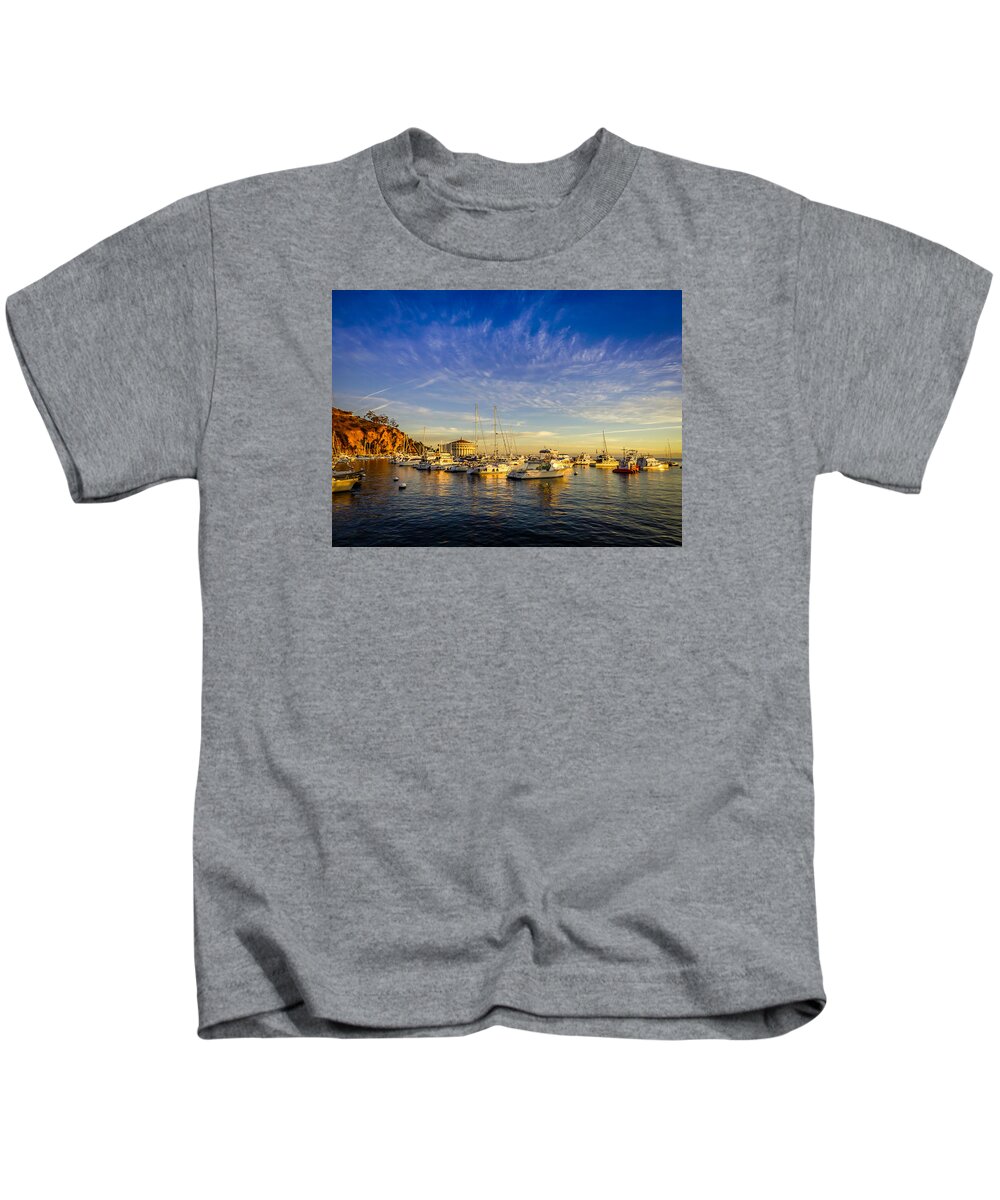 Catalina Kids T-Shirt featuring the photograph Catalina Golden Dawn by Pamela Newcomb