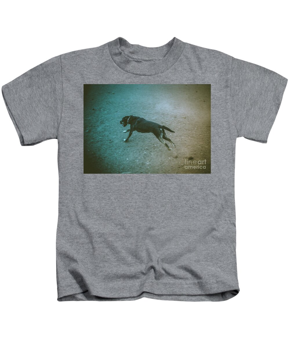 Dog Kids T-Shirt featuring the photograph Charge by Scott Sawyer