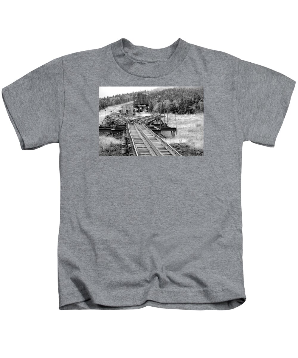 Railroad Kids T-Shirt featuring the photograph Checking the Rails by Natalie Rotman Cote